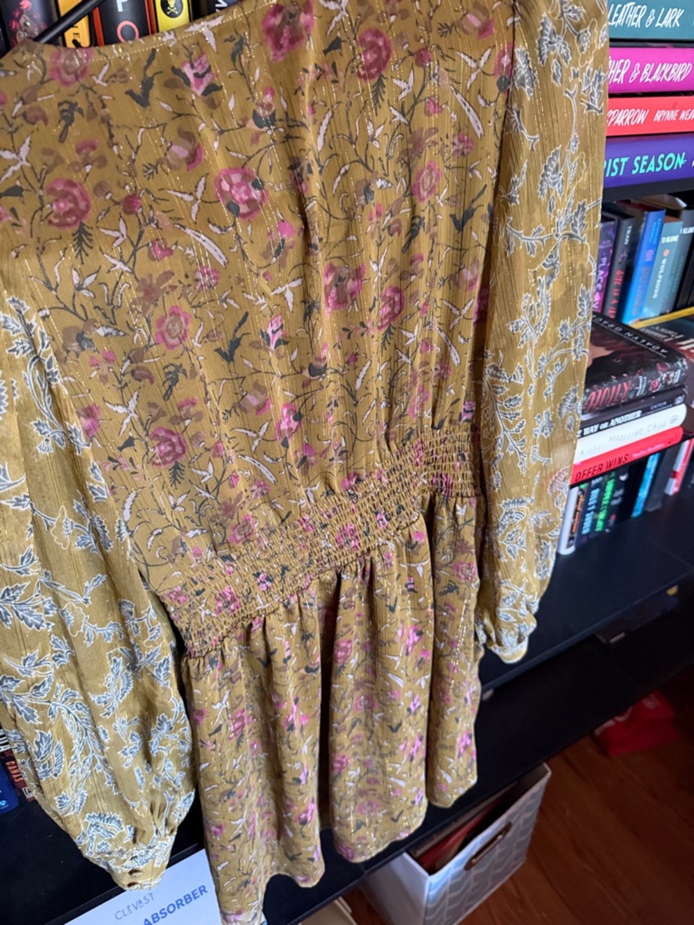 House of Harlow 1960 Mustard Floral V-Neck Mini Dress - Picture 5 of 5